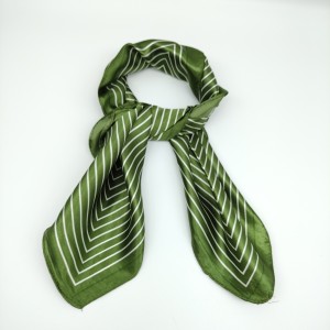 Army green retro small silk scarf